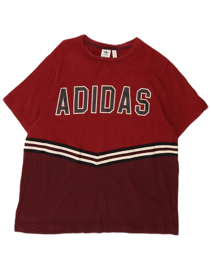 Женская футболка с рисунком ADIDAS Top UK Small 10 Burgundy Colourblock
