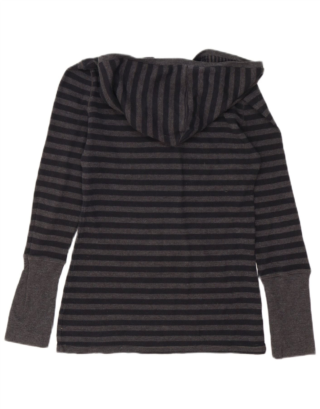 Женский топ с капюшоном Calvin Klein с длинным рукавом UK 12, хлопок в серую полоску среднего размера