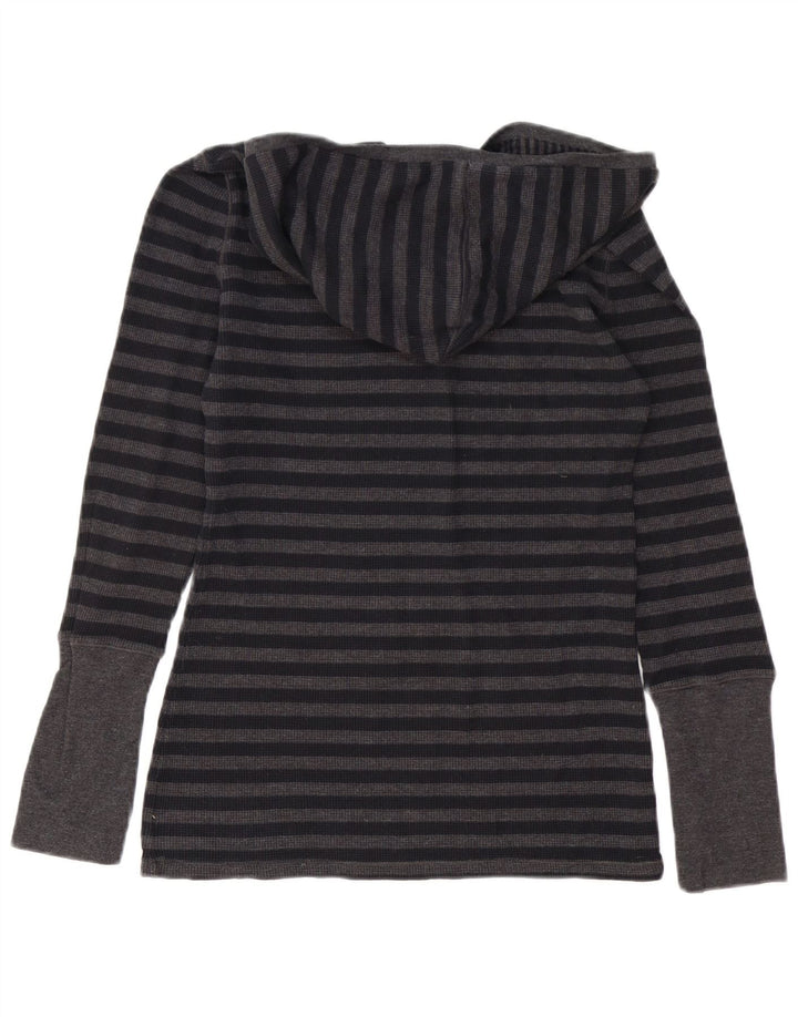 Женский топ с капюшоном Calvin Klein с длинным рукавом UK 12, хлопок в серую полоску среднего размера