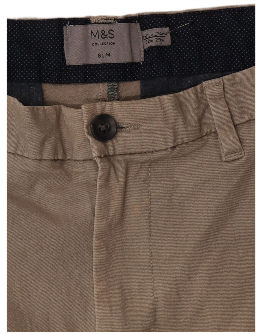 Мужские узкие брюки-чиносы Marks & Spencer W32 L29 серые, хлопковые