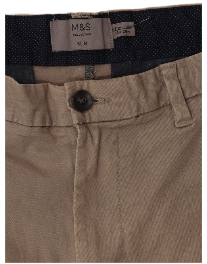 Мужские узкие брюки-чиносы Marks & Spencer W32 L29 серые, хлопковые