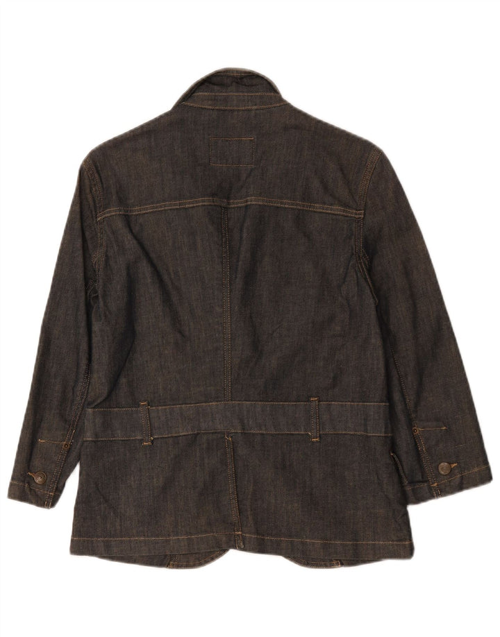 Женский джинсовый пиджак с коротким рукавом Massimo Dutti UK 10, маленький темно-синий