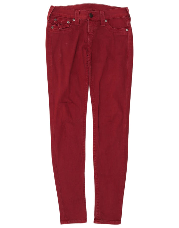 TRUE RELIGION Womens Skinny Jeans W27 L30 Maroon Cotton