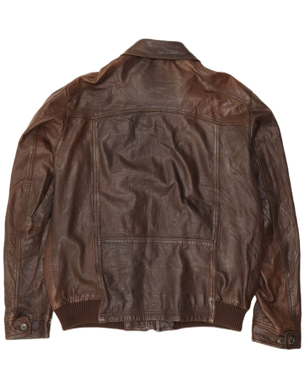 Мужская кожаная куртка Massimo Dutti UK 44 2XL коричневая
