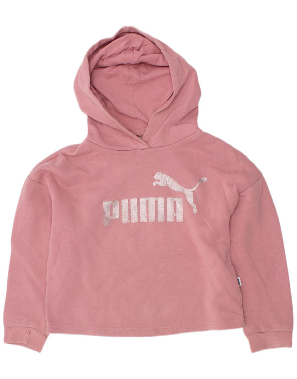 Джемпер с капюшоном Puma для девочек 7-8 лет, розовый хлопок