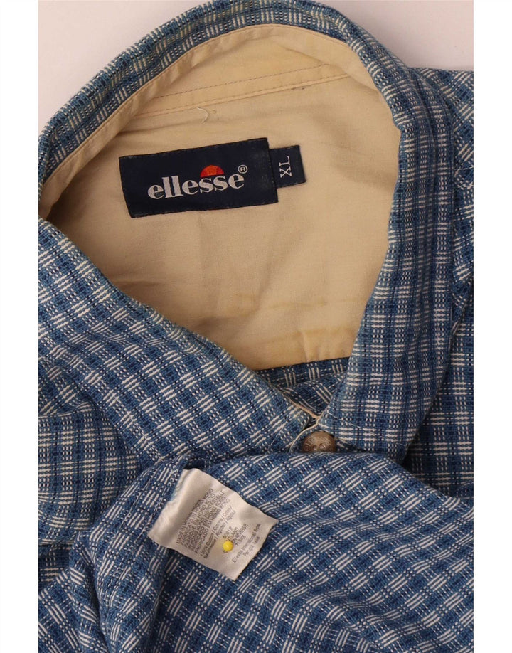 Мужская рубашка Ellesse с коротким рукавом XL, синяя клетка, хлопок