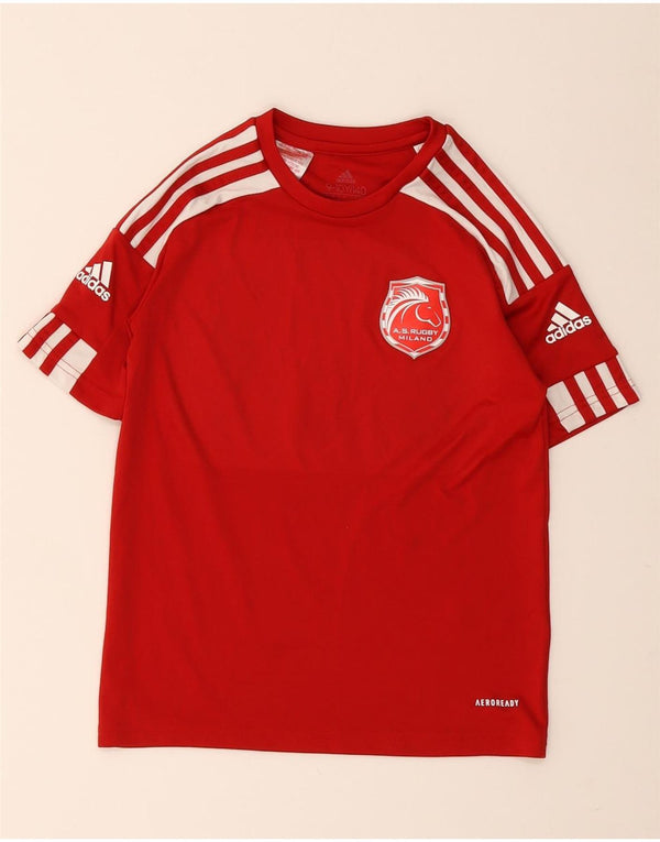 Adidas Boys A.S. Футболка Rugby Milano, верх, 9–10 лет, красная с цветными блоками