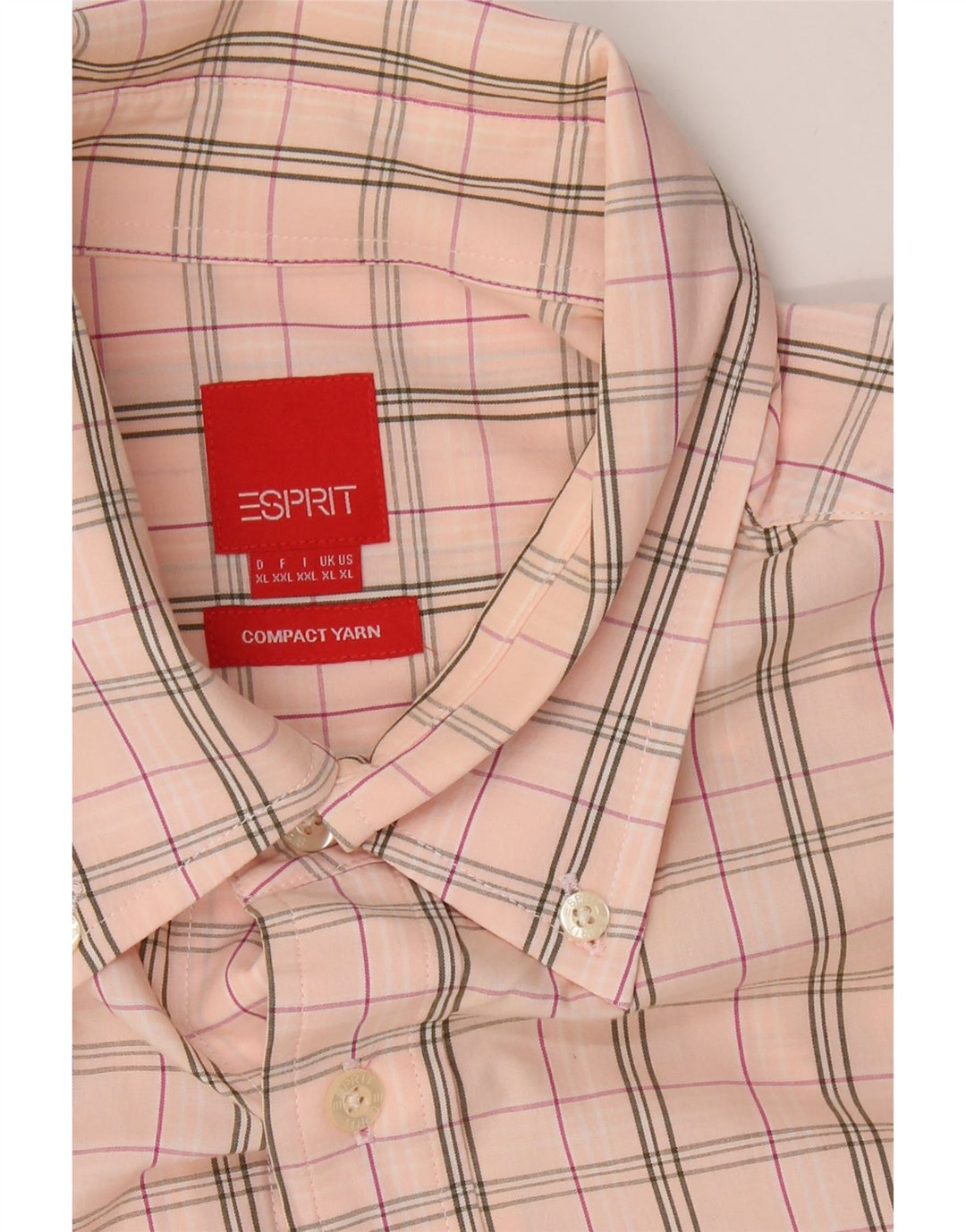 ESPRIT Mens Short Sleeve Shirt XL Pink Check Cotton Vintage Esprit and Second-Hand Esprit from Messina Hembry 