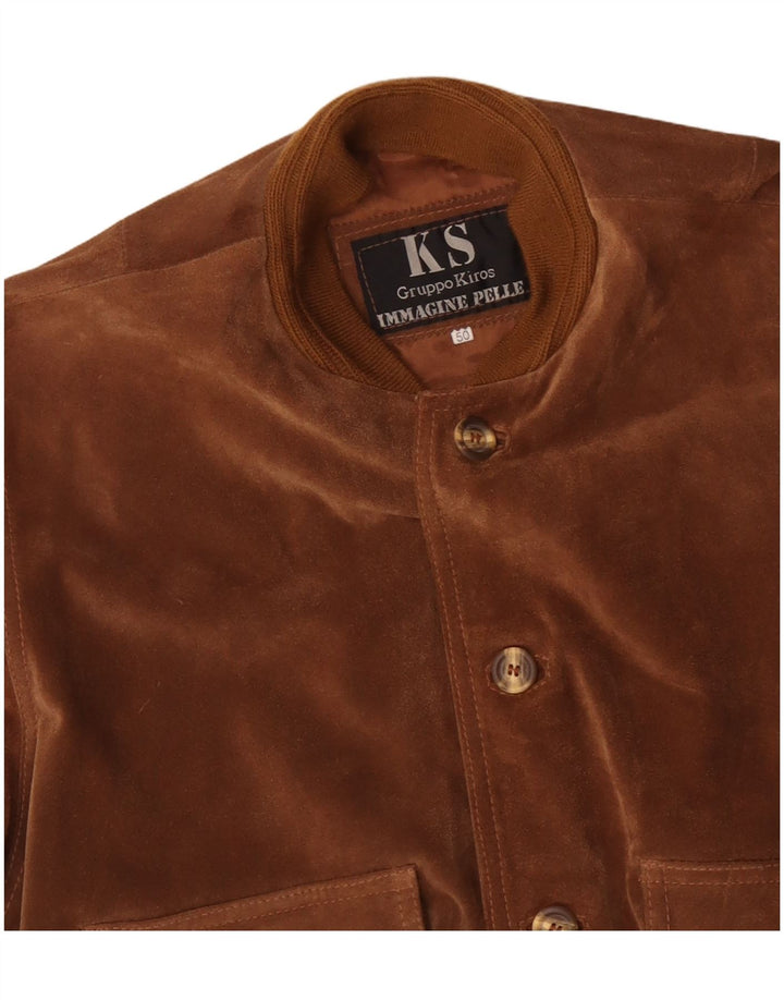 Мужской замшевый бомбер VINTAGE IT 50, большой, коричневый кожаный