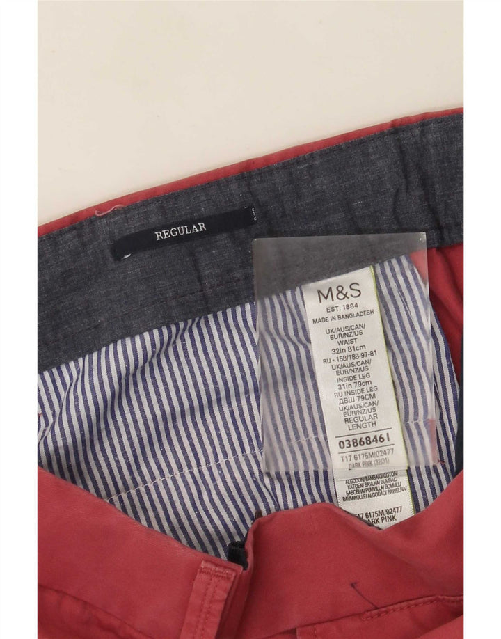 Мужские прямые классические брюки Marks & Spencer W32 L28, розовый хлопок