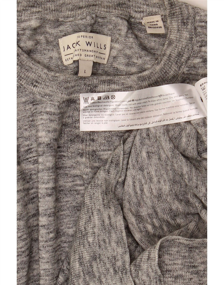 Мужской джемпер с круглым вырезом Jack Wills, большой серый хлопковый крапчатый свитер