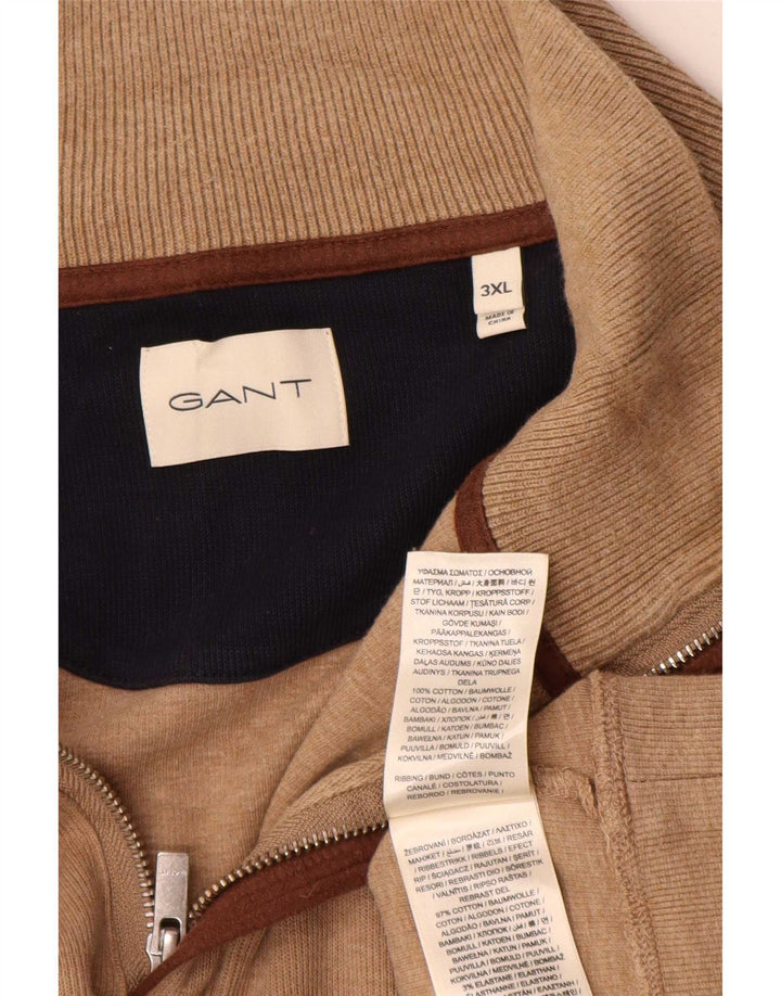 Мужской свитер с воротником на молнии Gant 3XL, коричневый хлопок