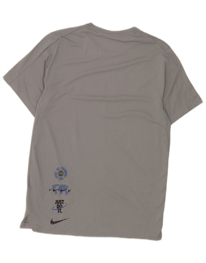 Мужская футболка Nike Dri Fit с графическим рисунком, маленький серый полиэстер