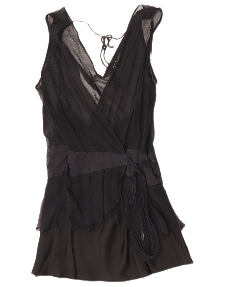 Женская блузка без рукавов Coast с запахом, топ, Великобритания, 16, большой черный шелк