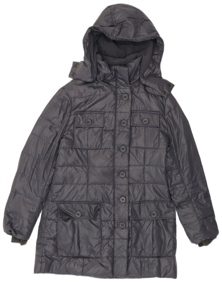 Armani Jeans Женское стеганое пальто с капюшоном EU 38 Средний Серый