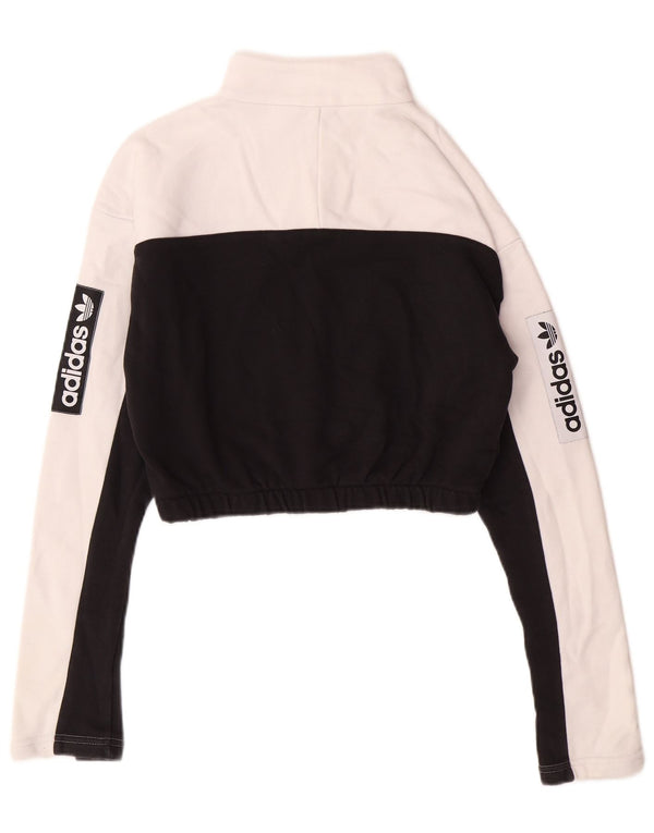 Женский укороченный свитшот с графическим рисунком ADIDAS UK 8, маленький белый с цветными блоками