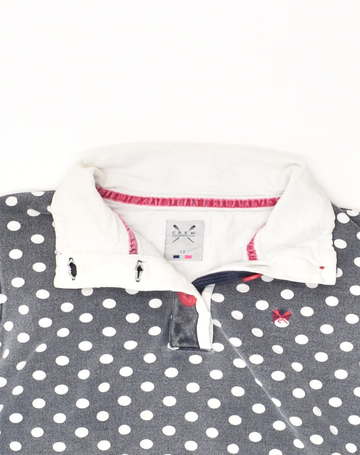 CREW CLOTHING Womens Button Neck Sweatshirt Jumper US 12 Large Grey | Vintage Crew Clothing | Thrift | Second-Hand Crew Clothing | Used Clothing | Messina Hembry 