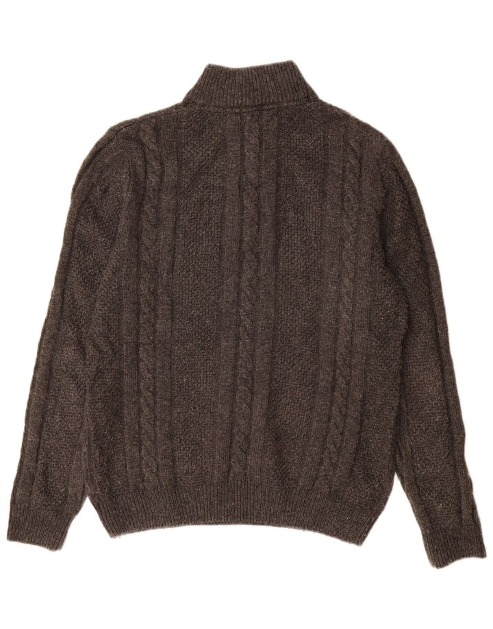 Crew Clothing Мужской джемпер с воротником на молнии, большой серый шерстяной свитер