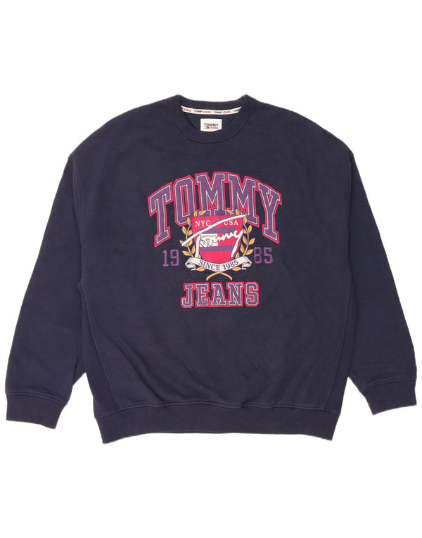 Tommy Hilfiger Мужской свитшот свободного кроя с графикой, средний темно-синий