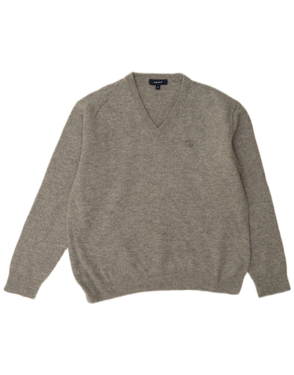 Женский джемпер Gant с v-образным вырезом, Великобритания, 18 XL, серая шерсть