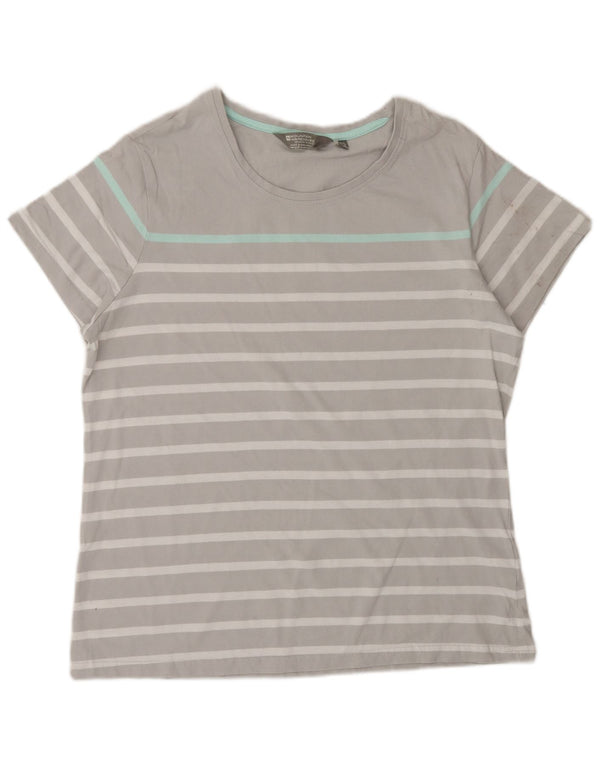 Mountain Warehouse Womens T-Shirt Top UK 18 XL Grey Striped Cotton