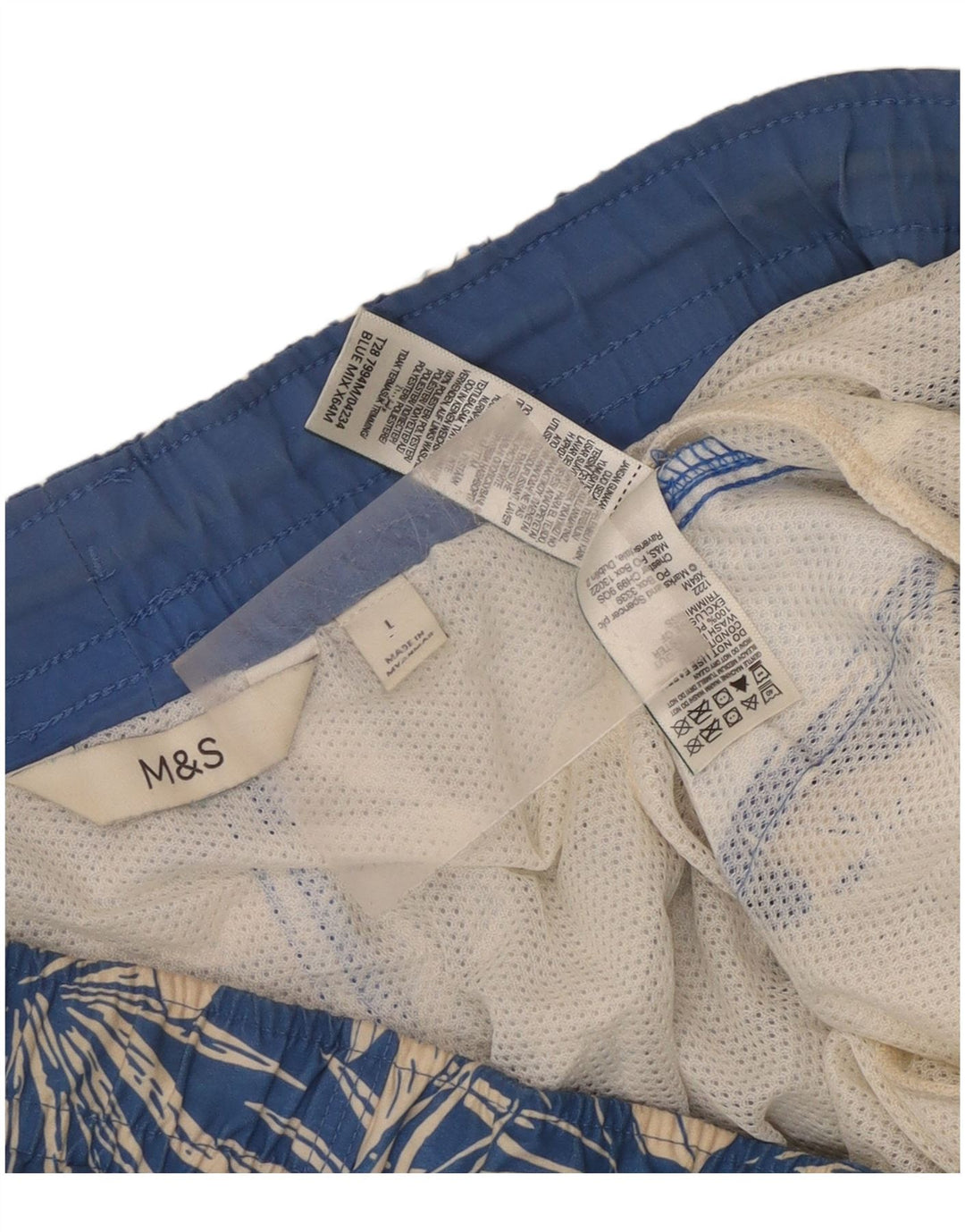 Мужские шорты для плавания Marks & Spencer, полиэстер, большие синие с цветочным принтом