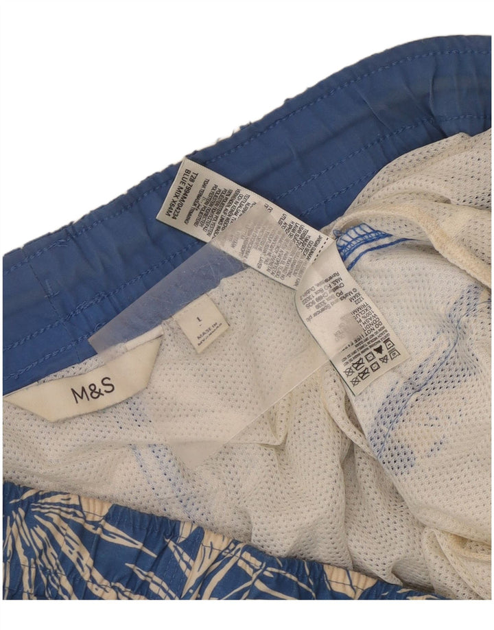 Мужские шорты для плавания Marks & Spencer, полиэстер, большие синие с цветочным принтом