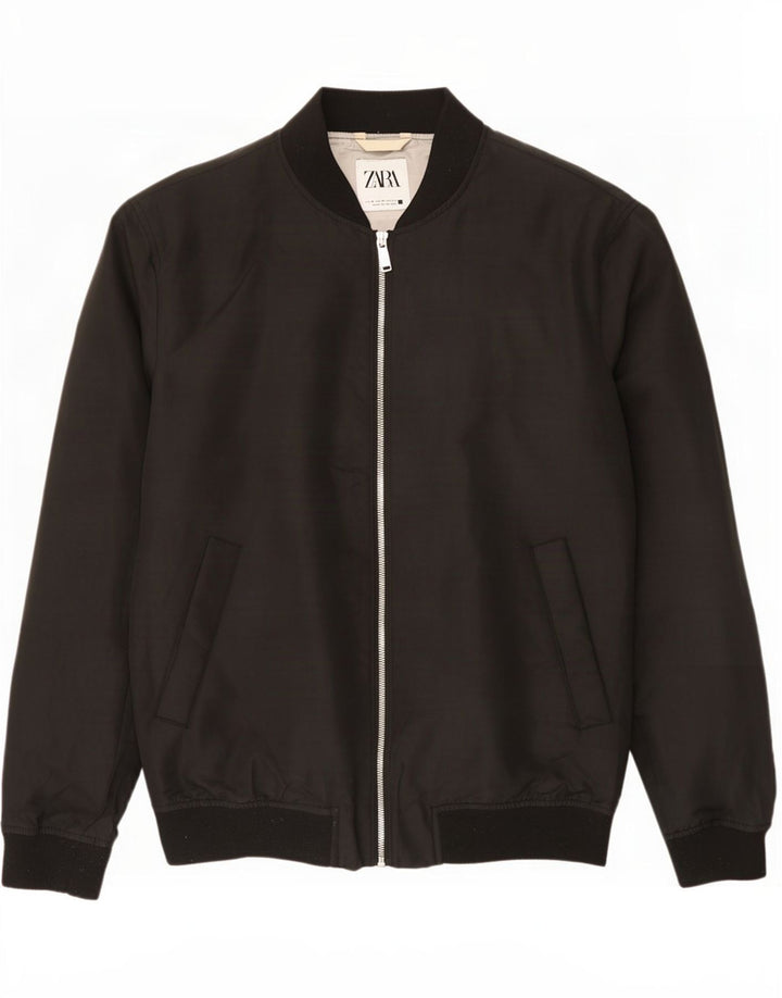 Мужская куртка-бомбер Zara UK 38, средний черный полиэстер