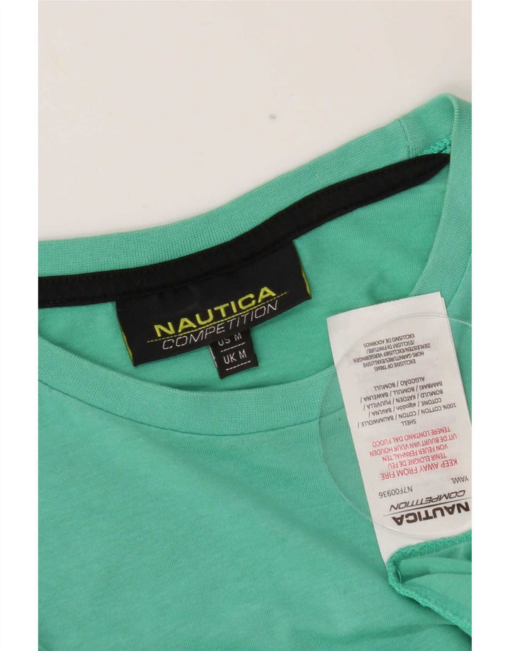 Мужская футболка с рисунком Nautica, хлопковый топ среднего зеленого цвета
