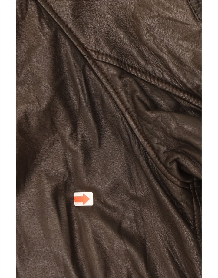 ENRICO MANDELLI Womens Leather Coat UK 12 Medium Brown Leather Vintage Enrico Mandelli and Second-Hand Enrico Mandelli from Messina Hembry 