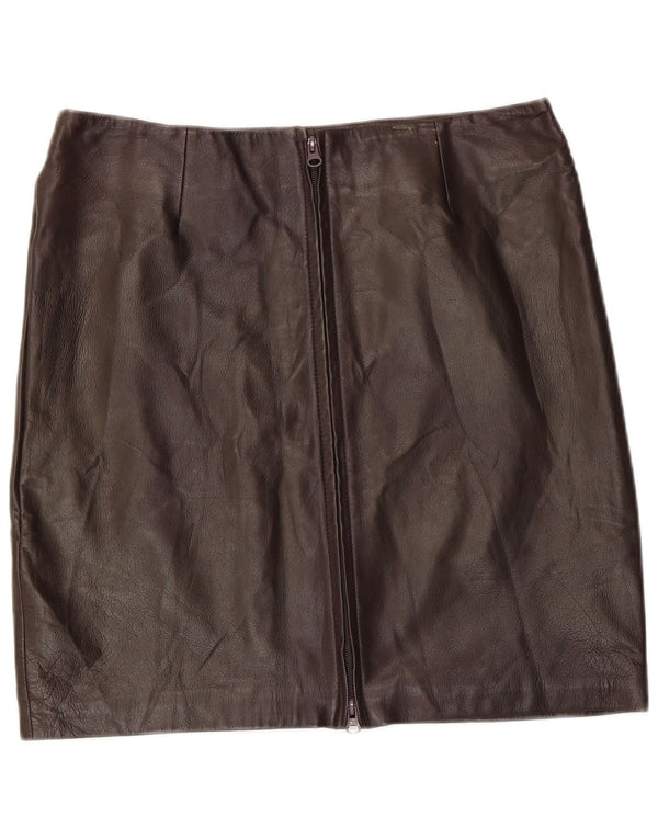 Винтажная женская кожаная юбка IT 48 XL W36 Коричневая кожа