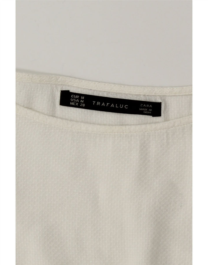 Женская блузка оверсайз Zara Top UK 14, средний белый полиэстер