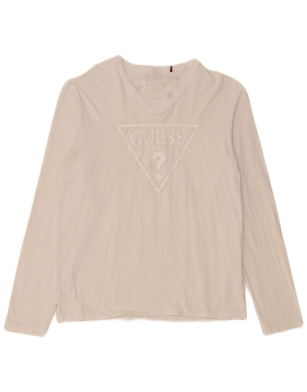 Женский топ Guess с длинным рукавом и графикой UK 18 XL, белый хлопок