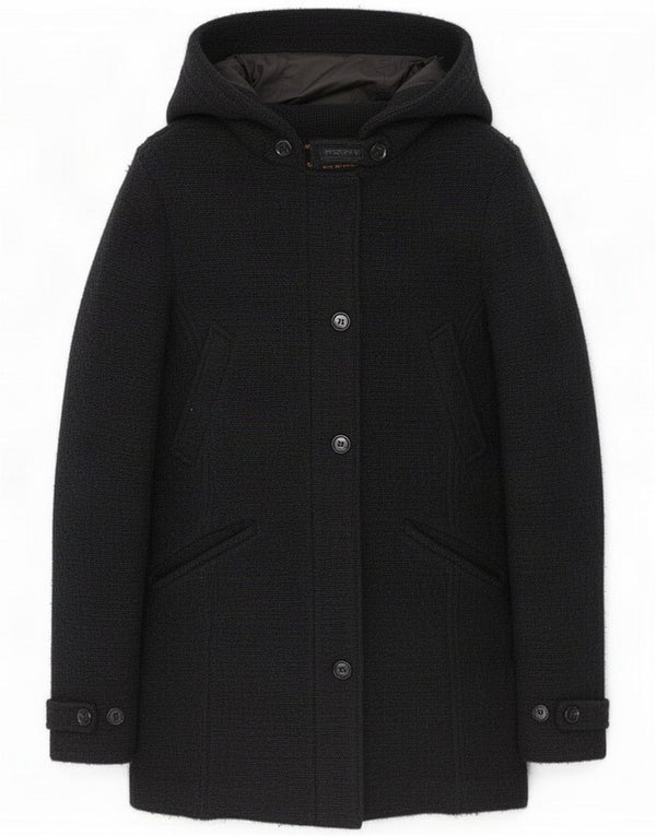 Woolrich Womens Hooded Overcoat UK 18 XL Navy Blue Polyester