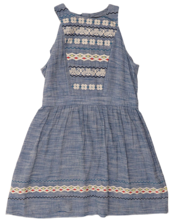 Женское платье А-силуэта без рукавов Warehouse UK 14, большой синий цветочный хлопок