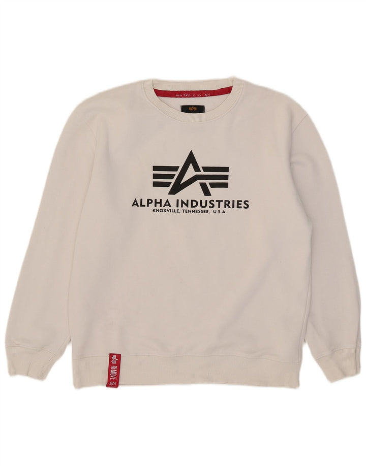 Мужской свитшот с рисунком Alpha Industries, средний белый хлопковый джемпер