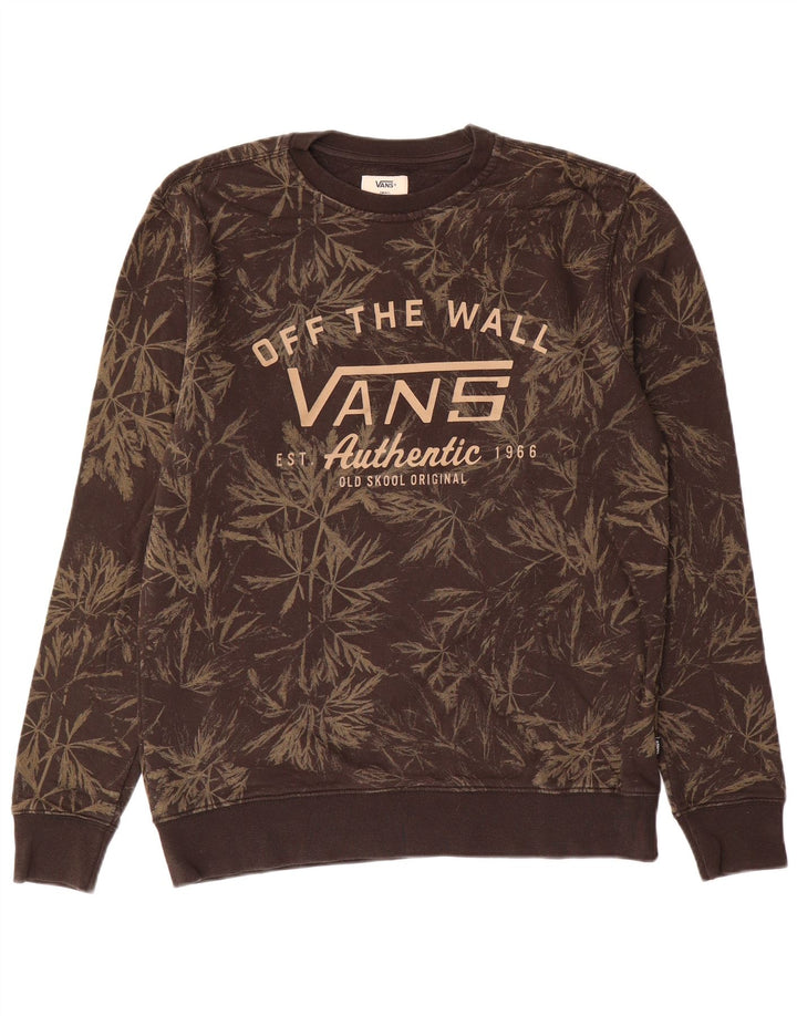 Мужской свитшот с рисунком Vans, маленький коричневый хлопковый джемпер с цветочным принтом
