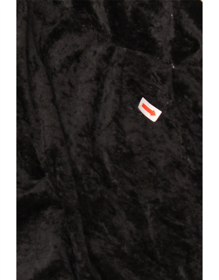 ВИНТАЖНАЯ женская бархатная блузка с длинным рукавом, топ UK 20 2XL, черный