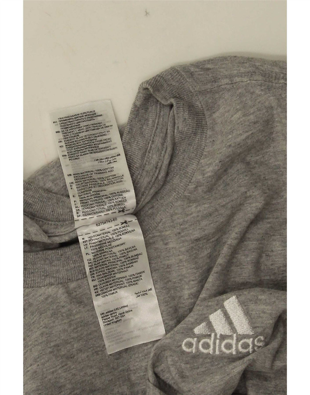 Мужская футболка Adidas Top 2XL Серый хлопок