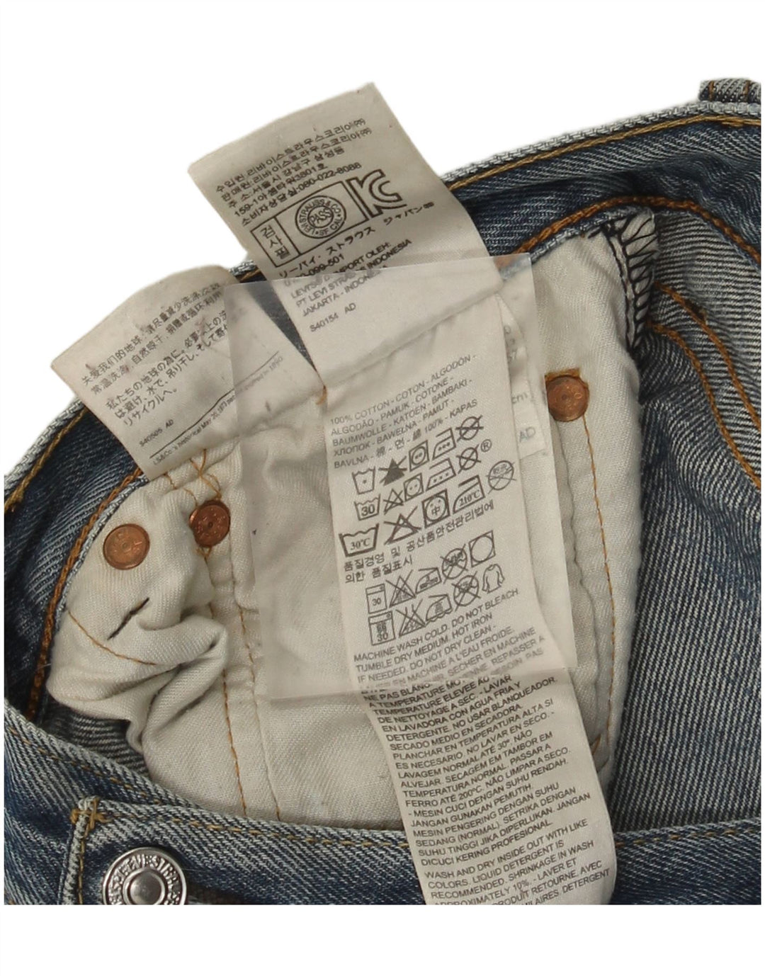 Мужские прямые джинсы Levi's 501 W36 L29 синие, хлопок