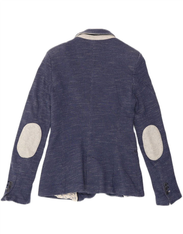 ZARA Womens 1 Button Blazer Jacket UK 12 Medium Navy Blue Cotton Vintage Zara and Second-Hand Zara from Messina Hembry 