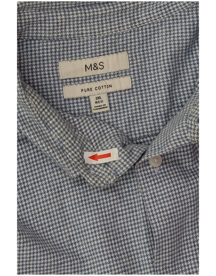 Мужская фланелевая рубашка Marks & Spencer 2XL, синяя, хлопок с узором "гусиные лапки"