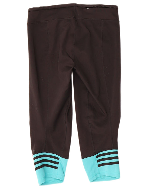 Женские леггинсы-капри Adidas Climalite UK 12/14, средние черные с цветными блоками