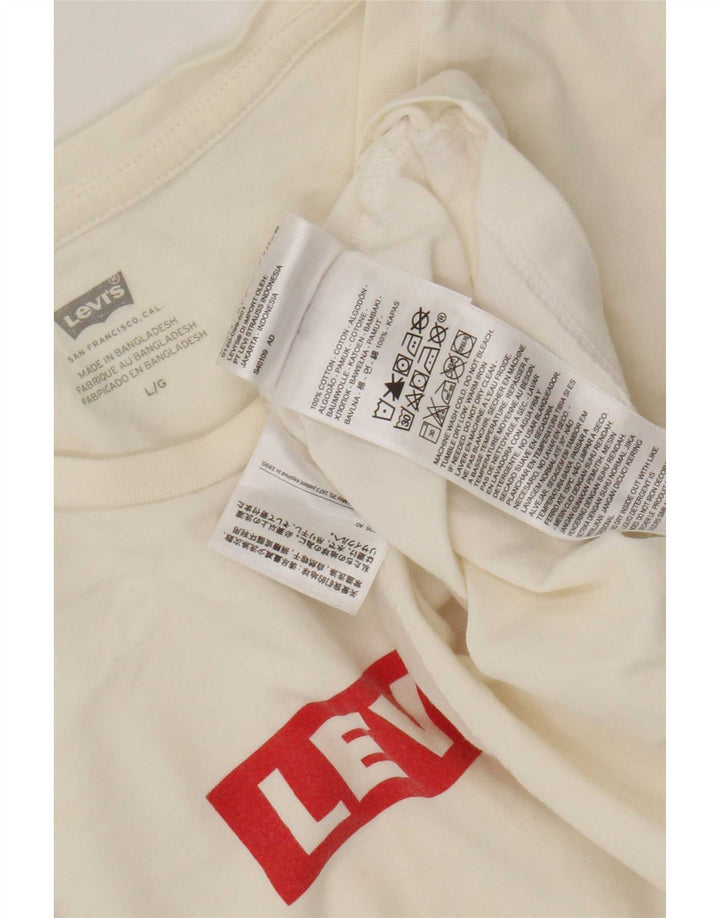 Мужская футболка с рисунком Levi's, большой хлопковый топ белого цвета