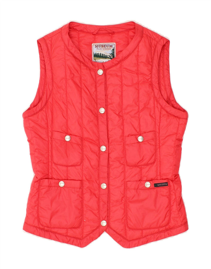 MUSEUM Womens Padded Gilet UK 10 Small Red Polyester Vintage Museum and Second-Hand Museum from Messina Hembry 