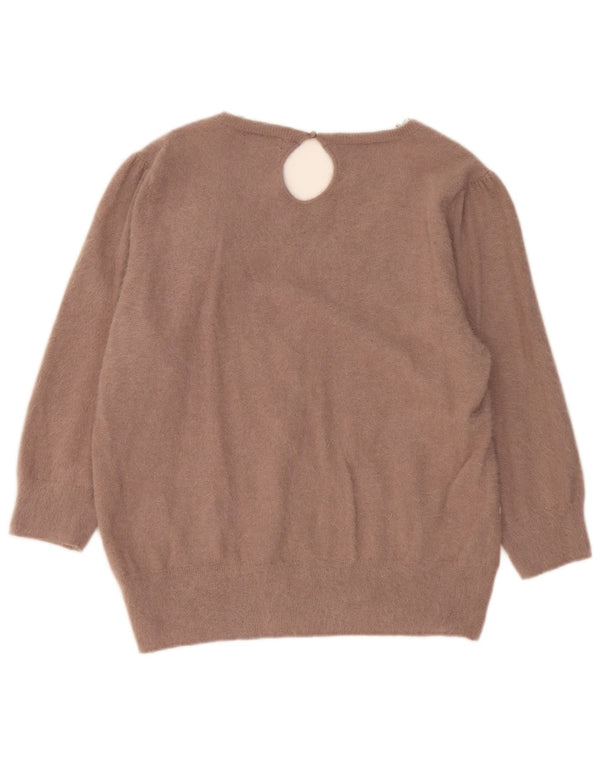 Женский джемпер с вырезом лодочкой MONSONON, рукав 3/4, Великобритания, 22, 3XL, бежевый с цветочным принтом