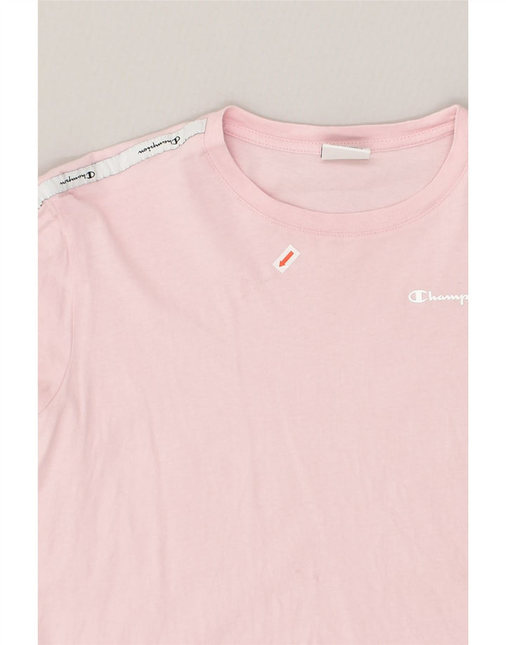CHAMPION Girls Crop Graphic T-Shirt Top 15-16 Years 2XL Pink Cotton | Vintage Champion | Thrift | Second-Hand Champion | Used Clothing | Messina Hembry 