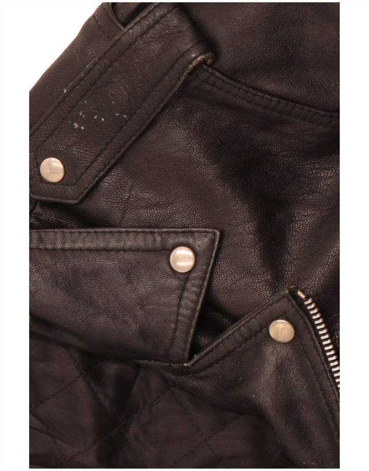 Женская кожаная косуха VINTAGE UK 14, кожа среднего размера, черная