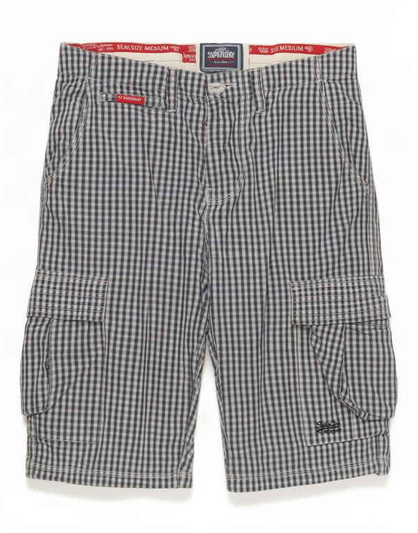 Мужские шорты-карго Superdry Medium W32 Темно-синие в мелкую клетку, хлопок
