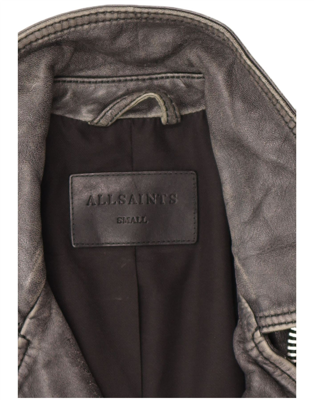 Мужская кожаная байкерская куртка All Saints UK 36 маленькая черная кожаная